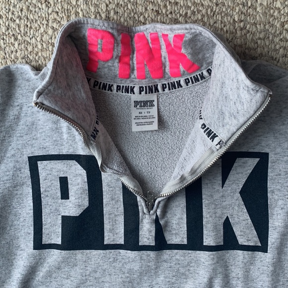 Victoria Secret PINK 1/4 grey sweater - Picture 3 of 4